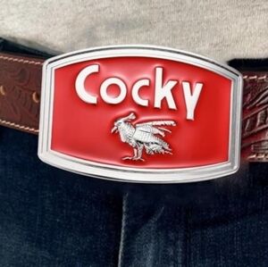 New Red and silver cocky belt buckle 3.5x2.5
